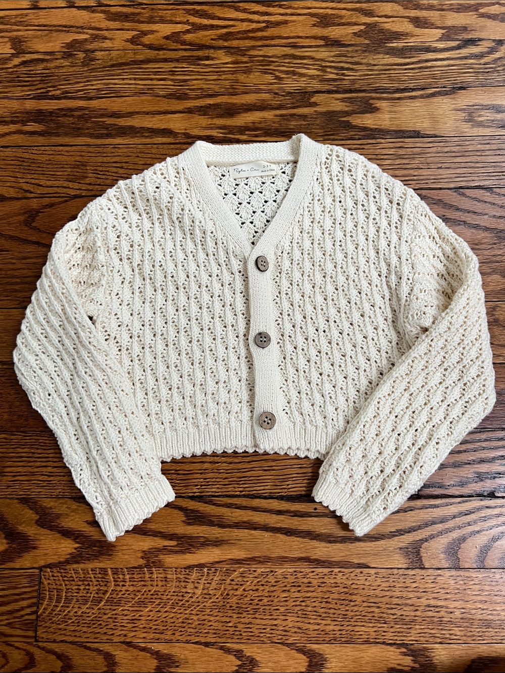 Rylee and Cru Cropped Cream Knit Cardigan Sweater